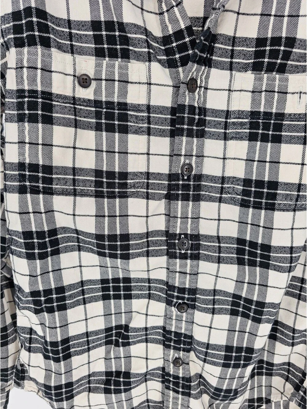 J Crew Mens Sz S Slim Fit Long Sleeve Button Up Flannel Shirt Black White Plaid